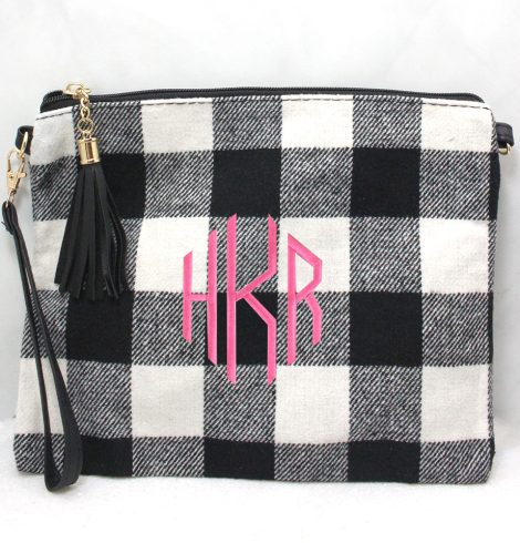 A photo of the Buffalo Check Cross Body in Black and White product