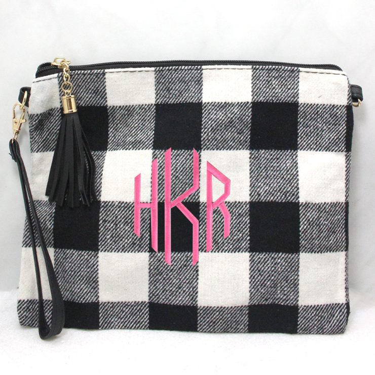 A photo of the Buffalo Check Cross Body in Black and White product