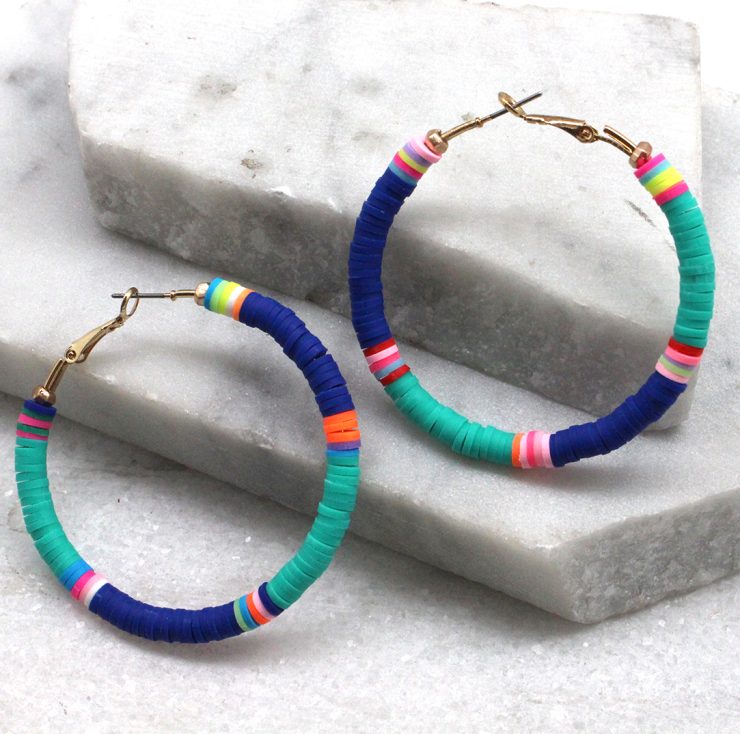 A photo of the Color Blocking Hoops in Aqua and Blue product