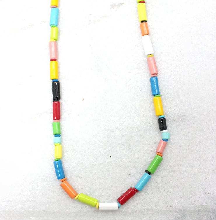 A photo of the Cylinder Bead Necklace in Colorful product