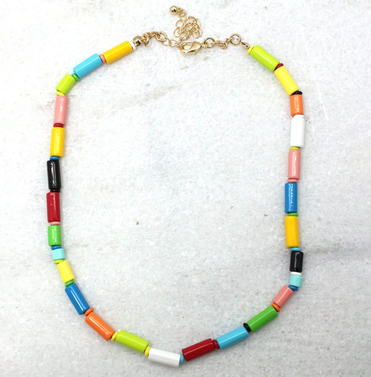 A photo of the Cylinder Bead Necklace in Colorful product