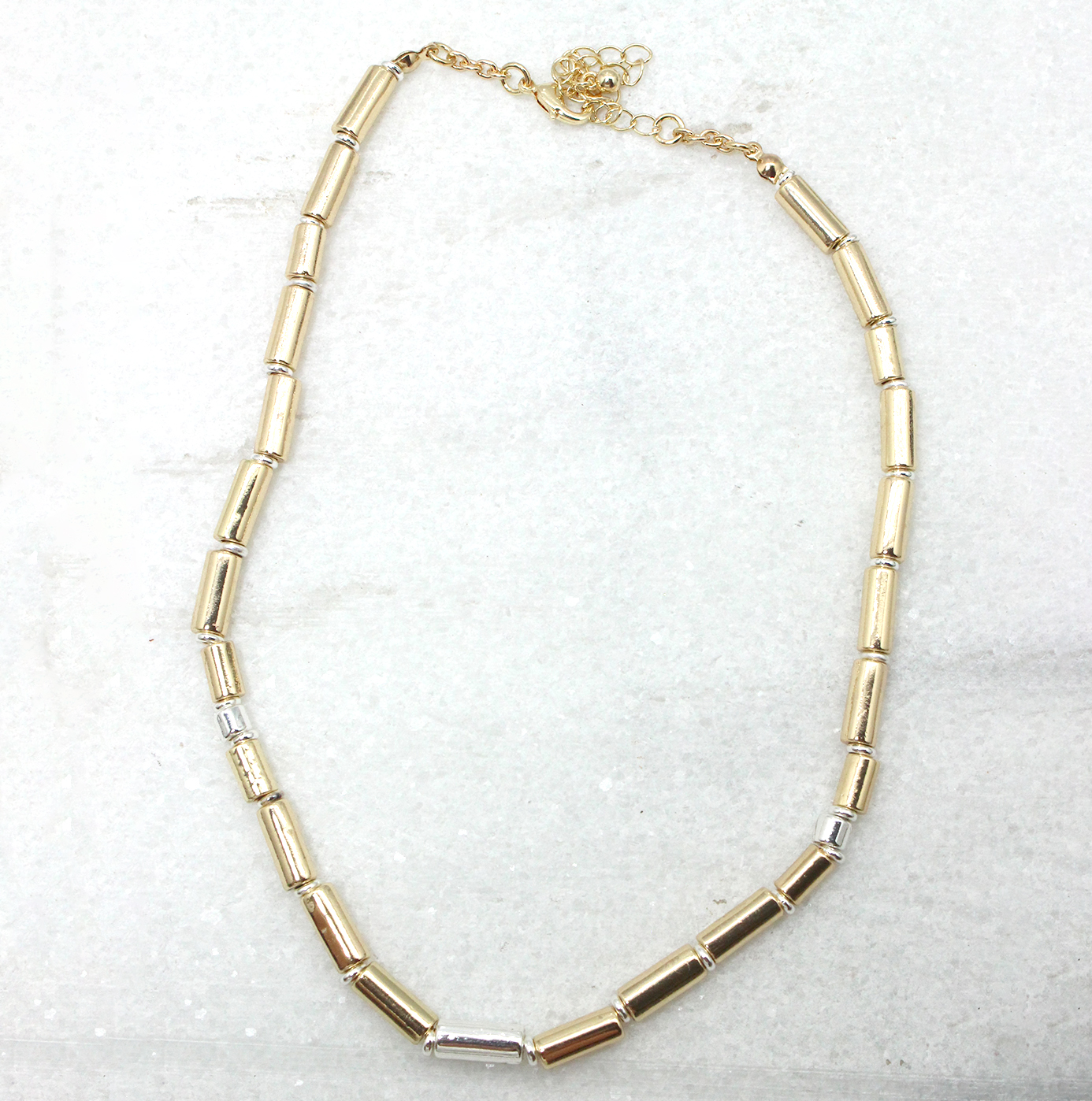 Cylinder Beaded Necklace in Gold - Best of Everything | Online Shopping
