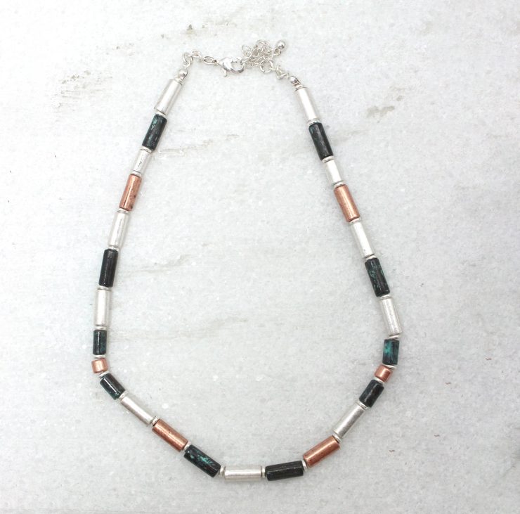 A photo of the Cylinder Bead Necklace in Colorful product