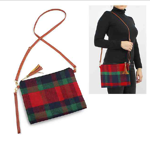 A photo of the Holiday Plaid Cross Body Purse product