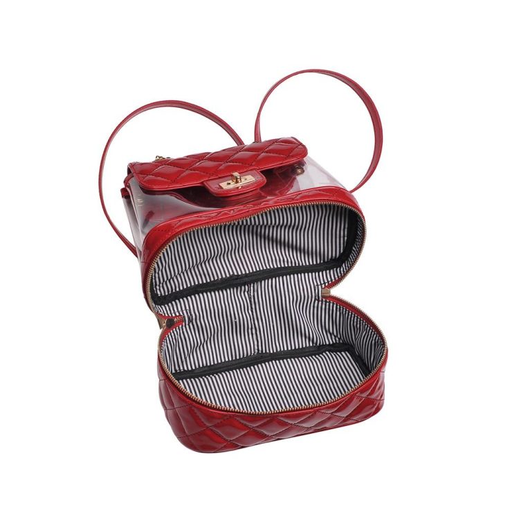 A photo of the Janet Clear Backpack in Red product