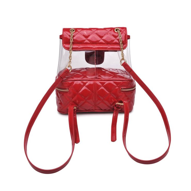 A photo of the Janet Clear Backpack in Red product