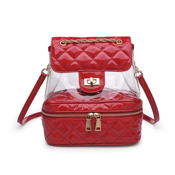 A photo of the Janet Clear Backpack in Red product