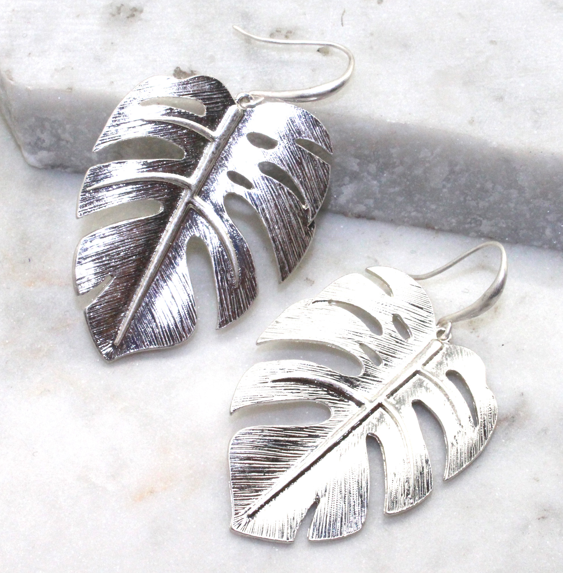 Silver Monstera Earrings 2025