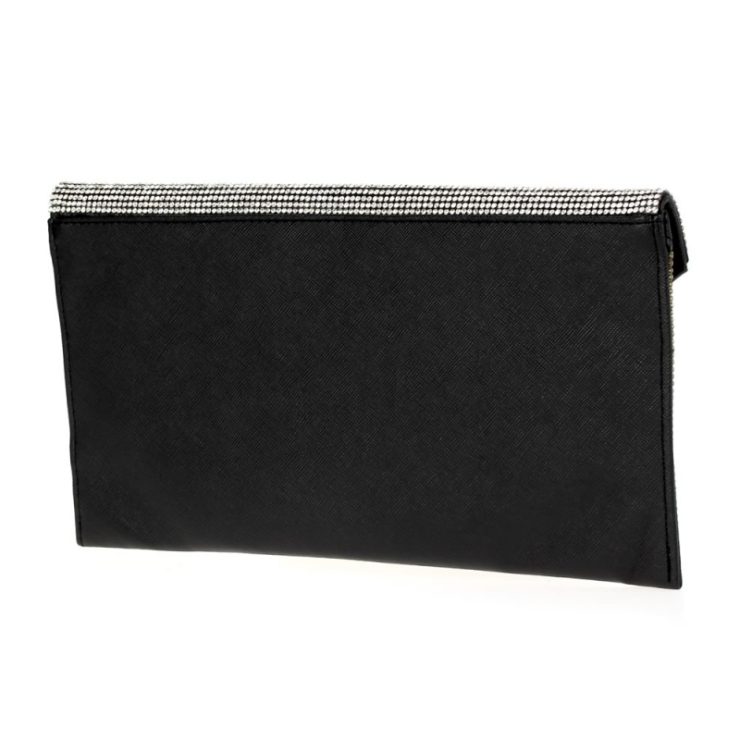 A photo of the Shimmer Rhinestone Clutch in Black product