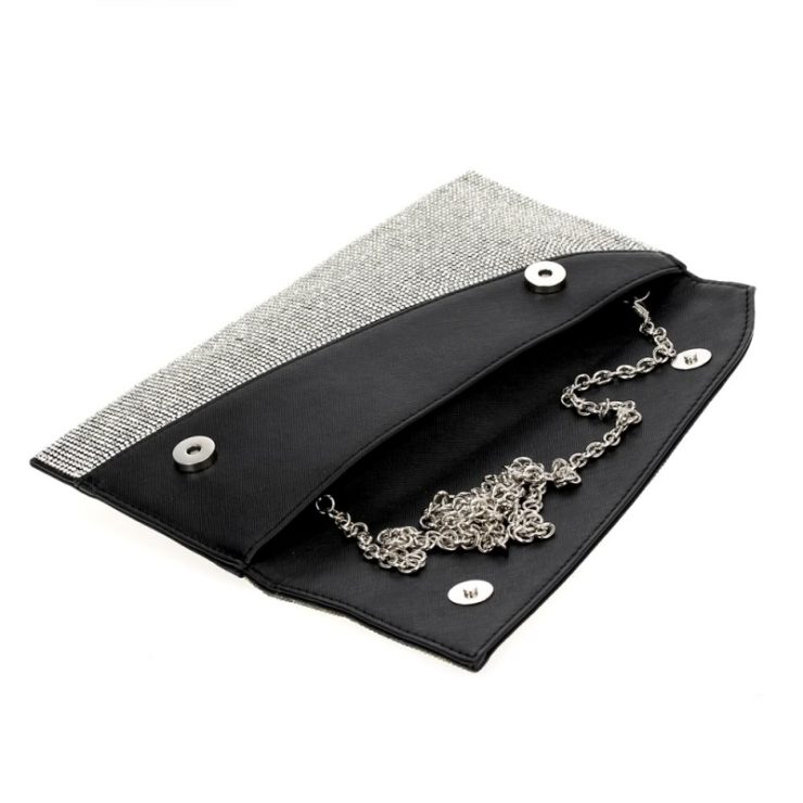 A photo of the Shimmer Rhinestone Clutch in Black product