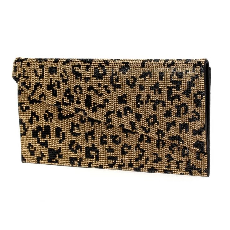 A photo of the Shimmer Rhinestone Clutch in Cheetah product