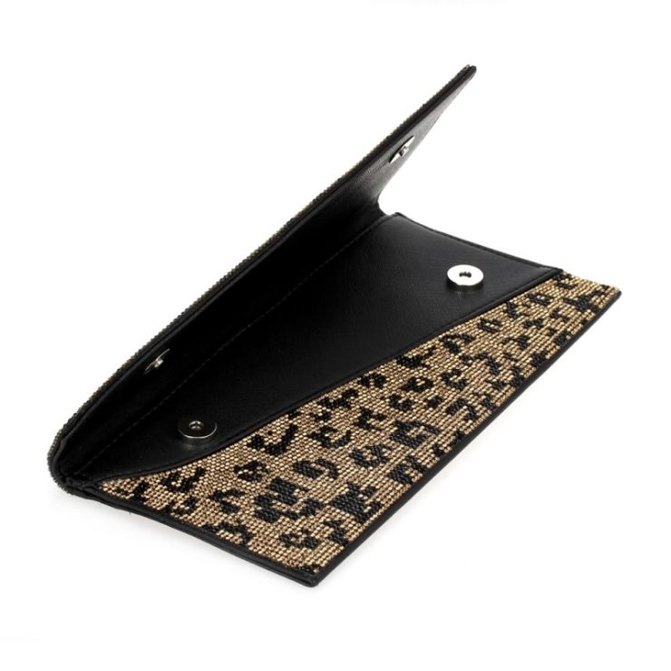 A photo of the Shimmer Rhinestone Clutch in Cheetah product