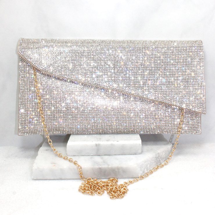 A photo of the Shimmer Rhinestone Clutch in Rose Gold product