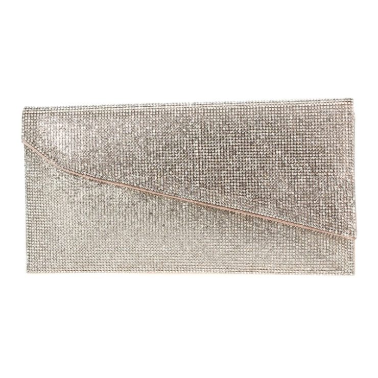 A photo of the Shimmer Rhinestone Clutch in Rose Gold product