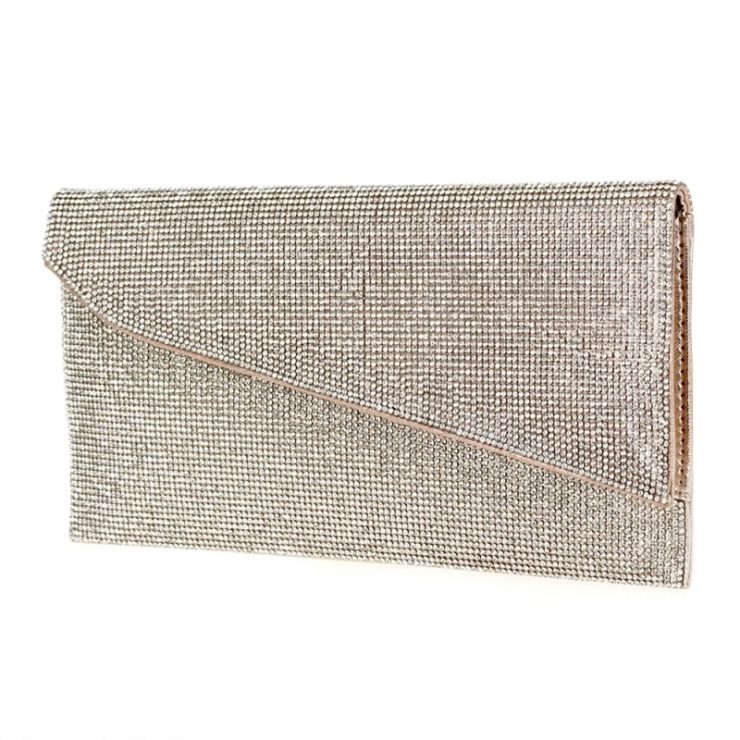 A photo of the Shimmer Rhinestone Clutch in Rose Gold product