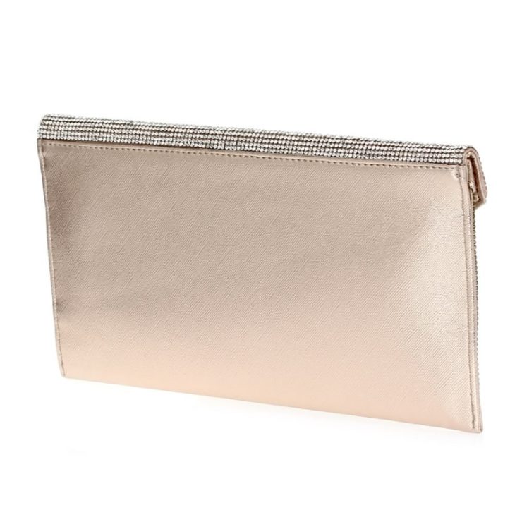 A photo of the Shimmer Rhinestone Clutch in Rose Gold product