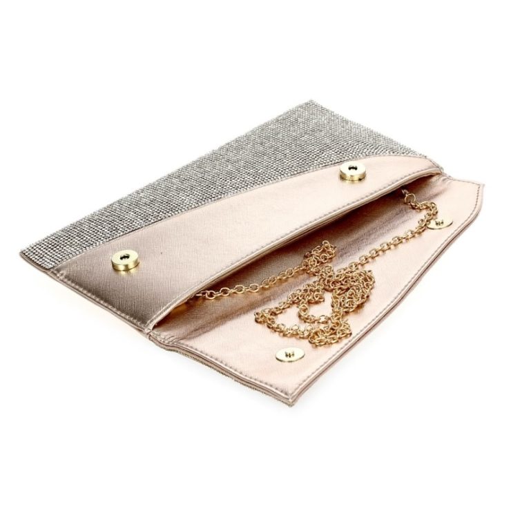 A photo of the Shimmer Rhinestone Clutch in Rose Gold product