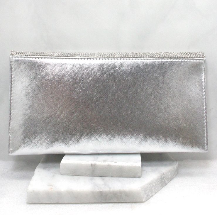 A photo of the Shimmer Rhinestone Clutch in Silver product