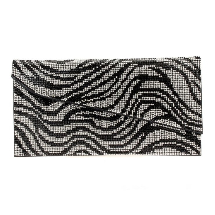 A photo of the Shimmer Rhinestone Clutch in Zebra product