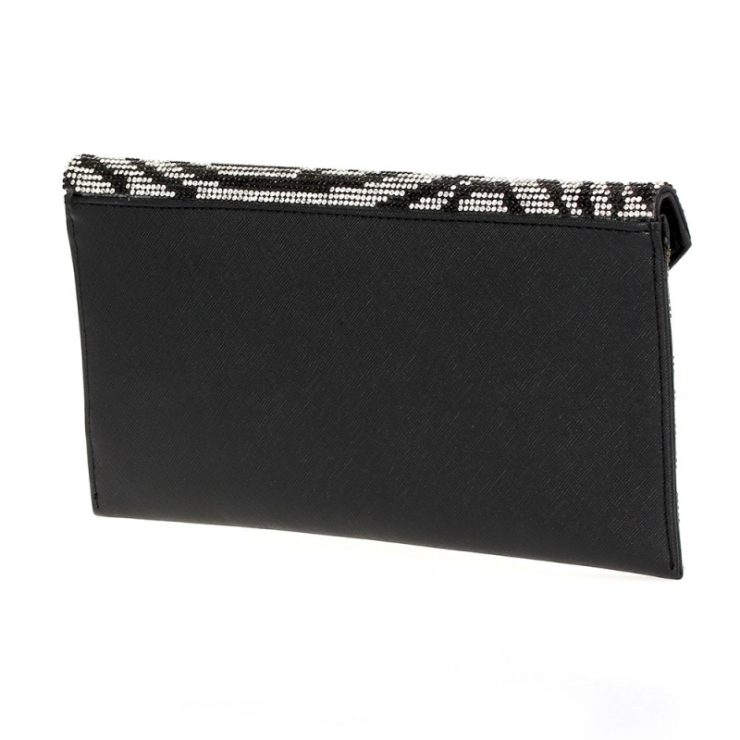 A photo of the Shimmer Rhinestone Clutch in Zebra product