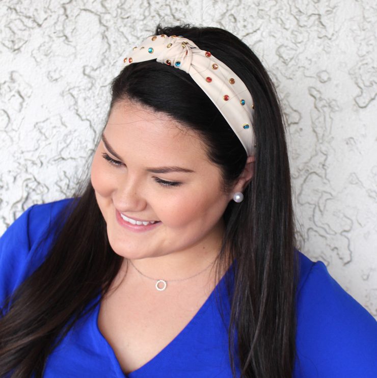 A photo of the Studs and Knots Headband in White product