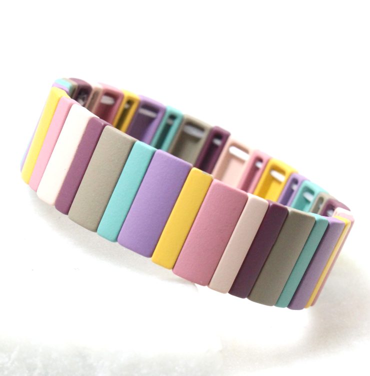 A photo of the The Pastels Large Rectangle Color Block Bracelet product