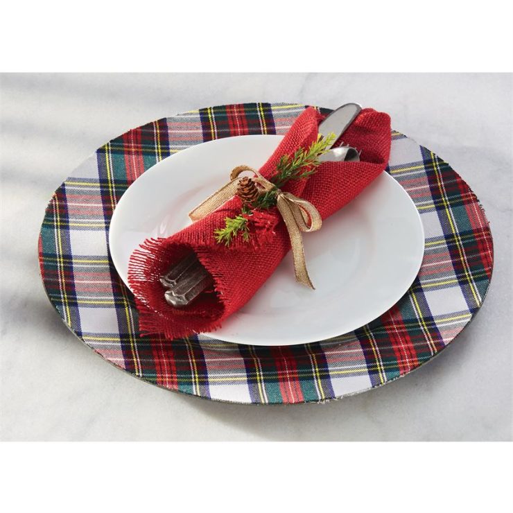 A photo of the White Tartan Charger Plate product