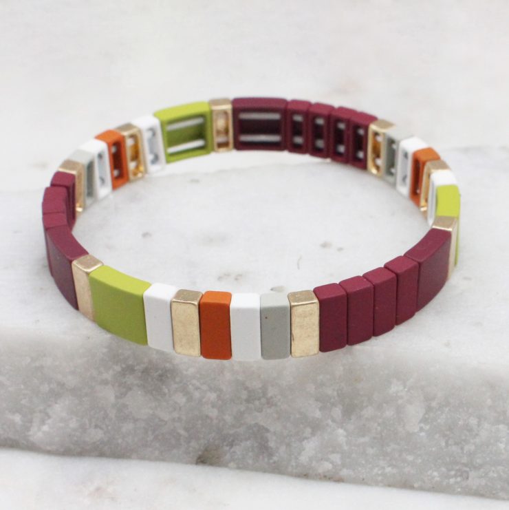 A photo of the Fall Feels Color Block Bracelet product