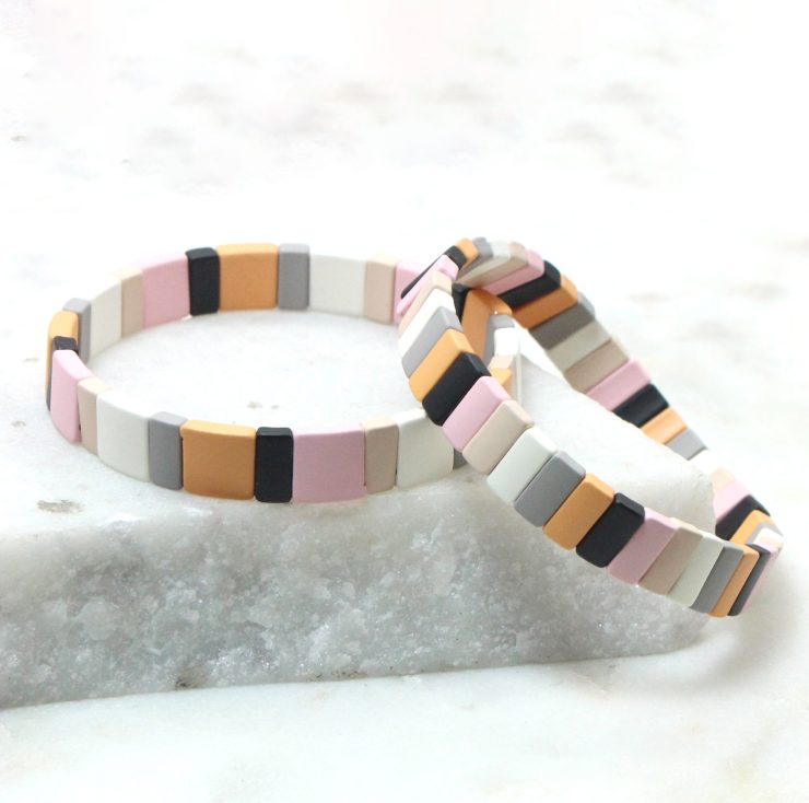 A photo of the The Dreamsicle Rectangle Color Block Bracelet product