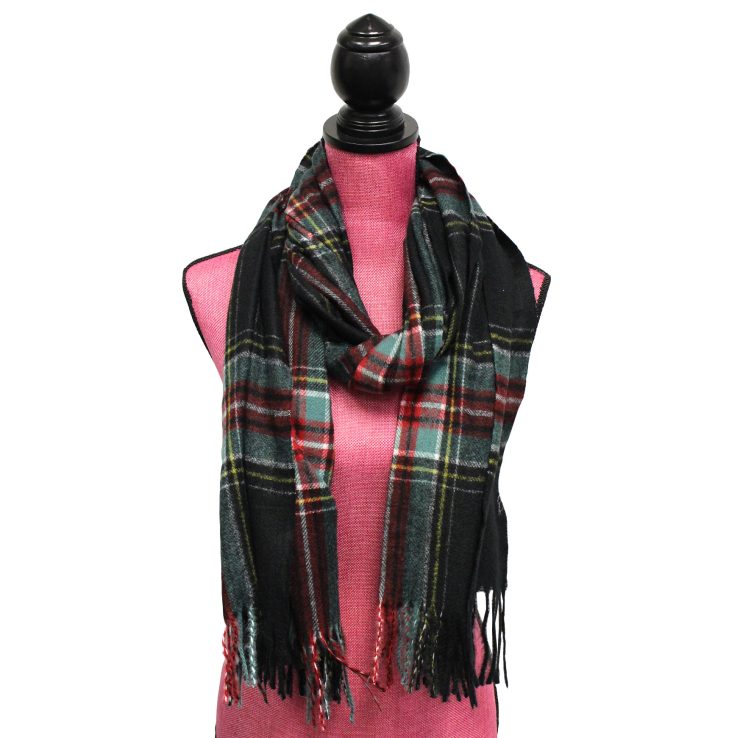 A photo of the Black Plaid Scarf product