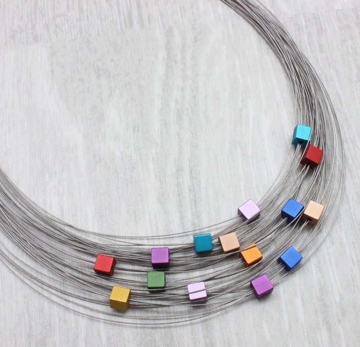 A photo of the Colorful Squares Necklace product