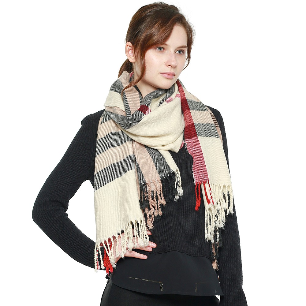 Fresh Plaid Scarf in Creme - Best of Everything | Online Shopping