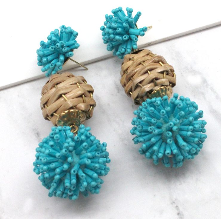 A photo of the Honeycomb Earrings in Blue product