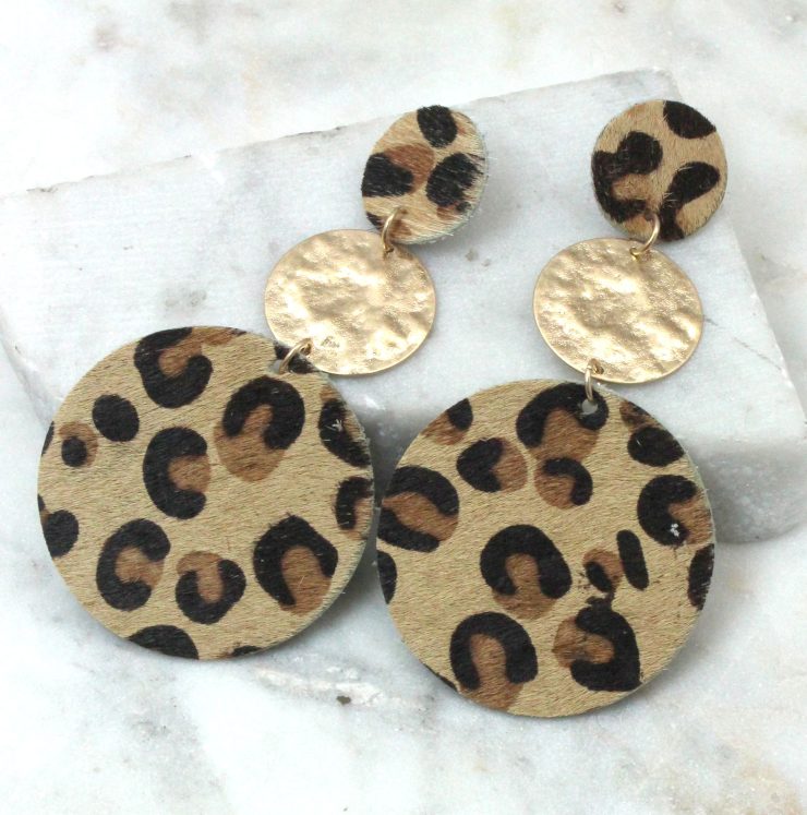 A photo of the Leopard Dangle Earrings product