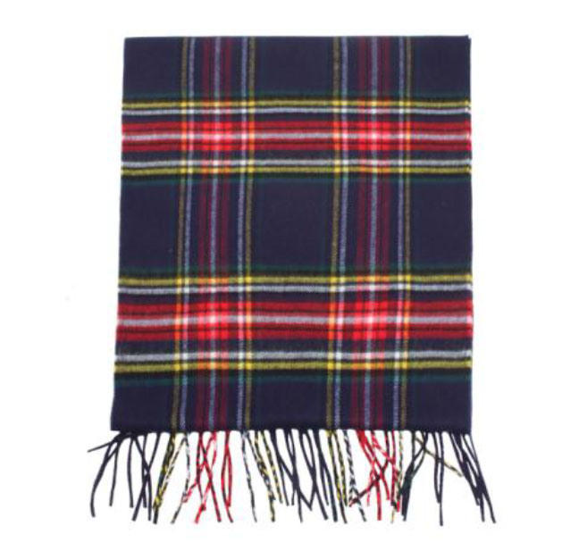 A photo of the Navy Plaid Cashmere Feel Scarf product