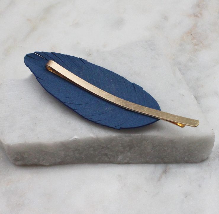 A photo of the Royal Blue Leaf Bobby Pin product