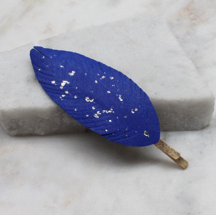 A photo of the Royal Blue Leaf Bobby Pin product