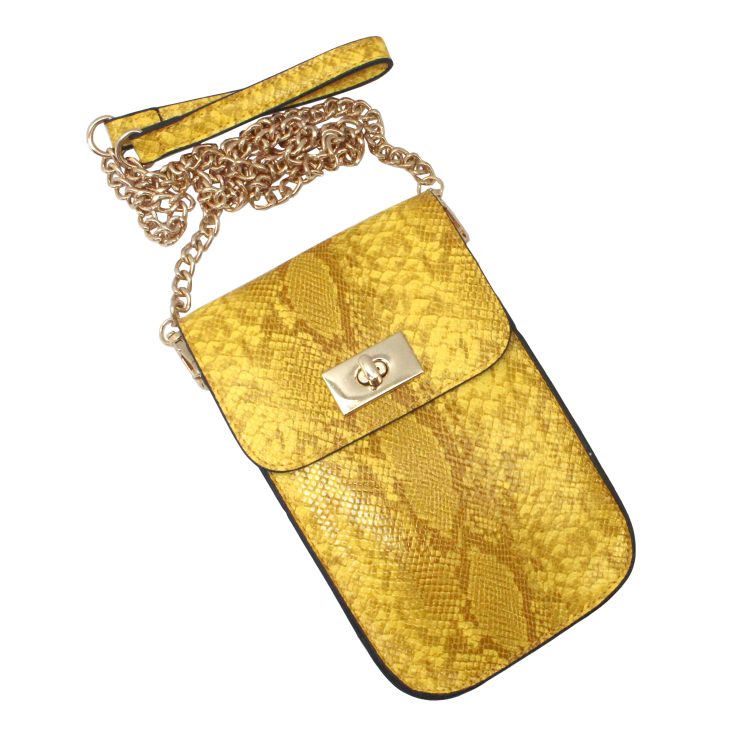 A photo of the Snake Skin Cross Body in Yellow product