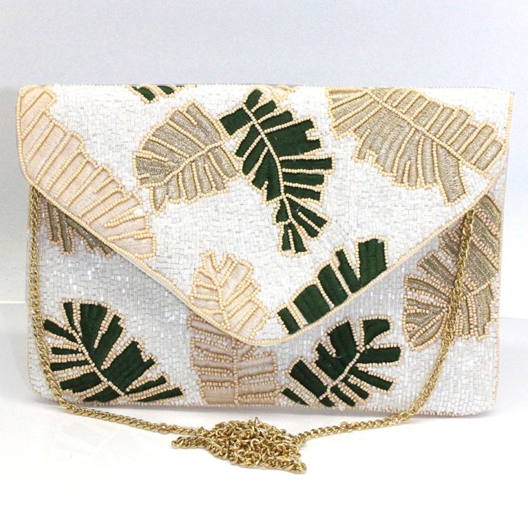 A photo of the Tropical Beaded Clutch in White product