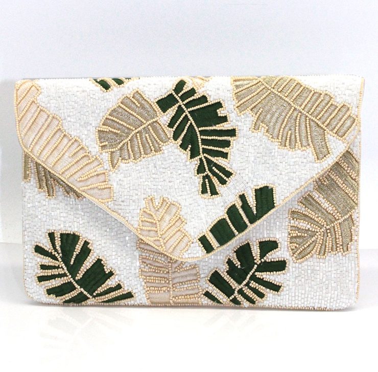 A photo of the Tropical Beaded Clutch in White product