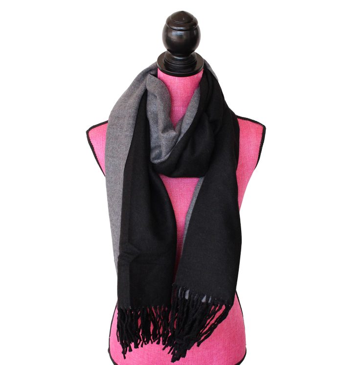 A photo of the Two Tone Scarf in Black and Grey product