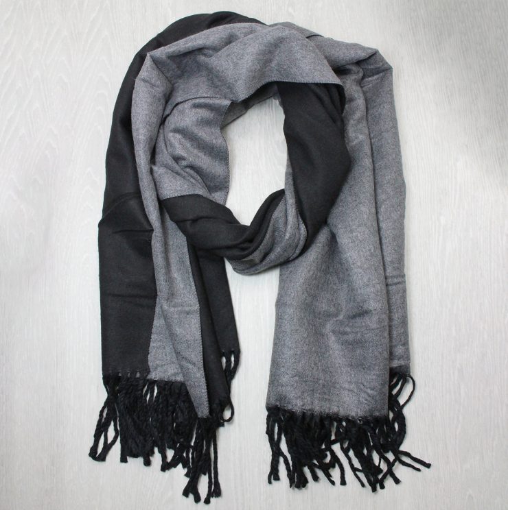 A photo of the Two Tone Scarf in Black and Grey product