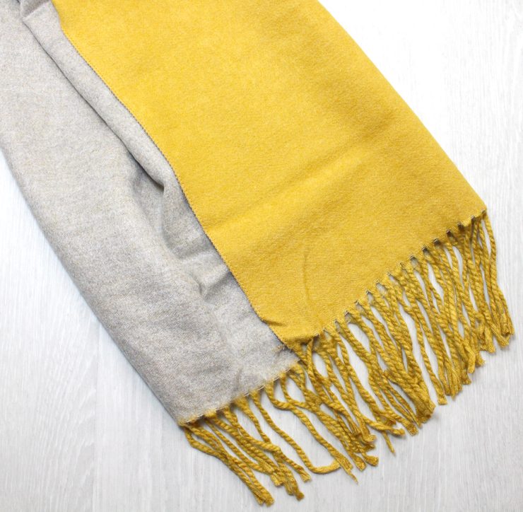 A photo of the Two Tone Scarf in Mustard and Grey product