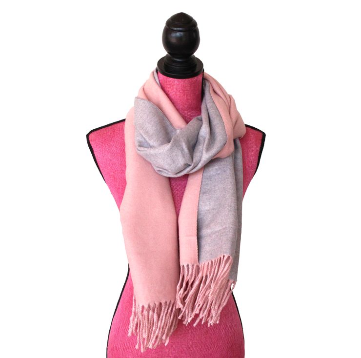A photo of the Two Tone Scarf in Pink and Grey product