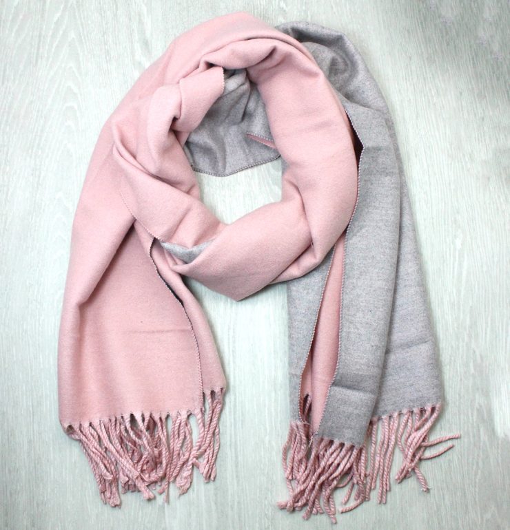 A photo of the Two Tone Scarf in Pink and Grey product