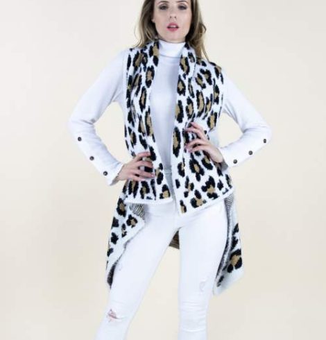A photo of the White Leopard Eyelash Vest product