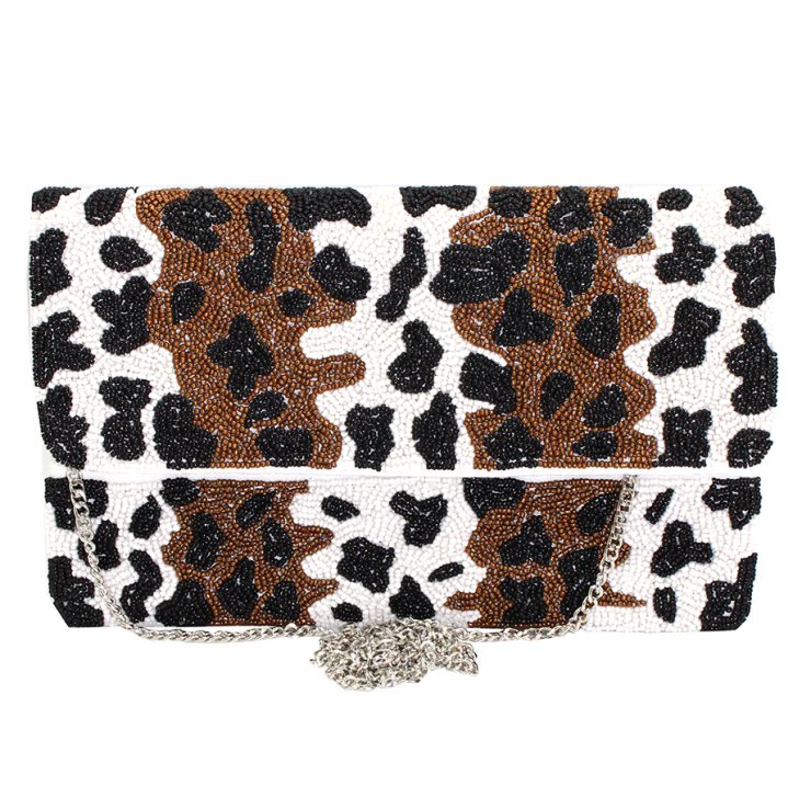 A photo of the Cheetah Print Beaded Clutch product