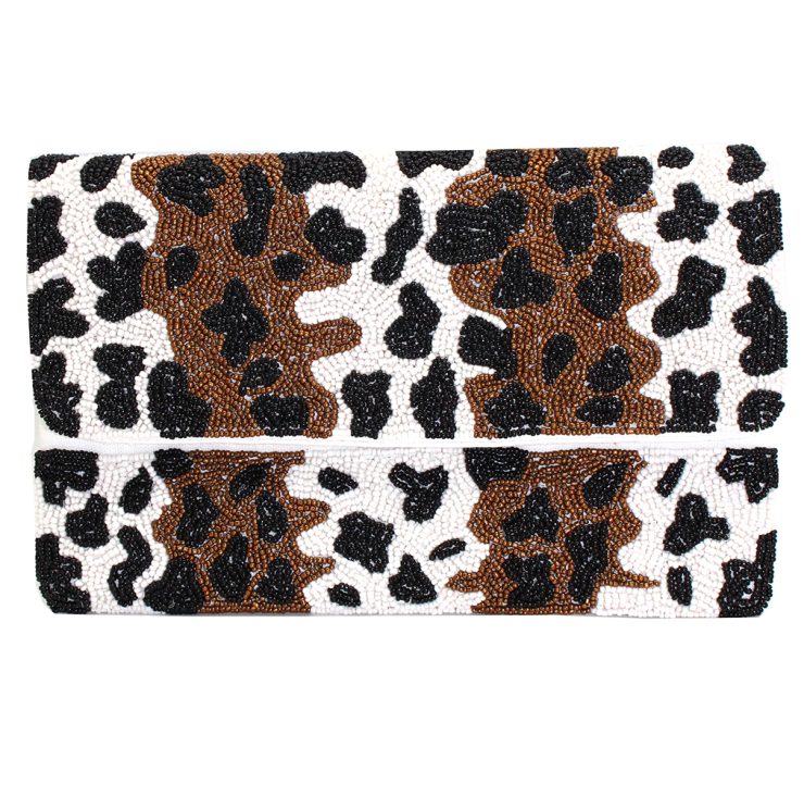 A photo of the Cheetah Print Beaded Clutch product