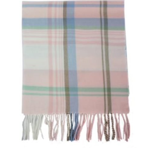 A photo of the Baby Pink Plaid Cashmere Feel Scarf product