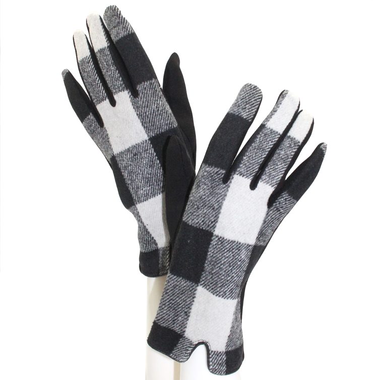 A photo of the Black and White Buffalo Check Gloves product